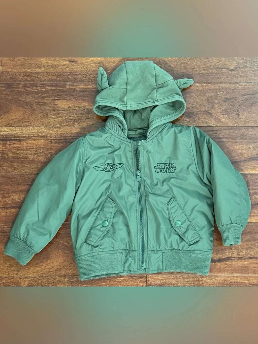 Star Wars Olive Green Grogu Ear Hood Jacket